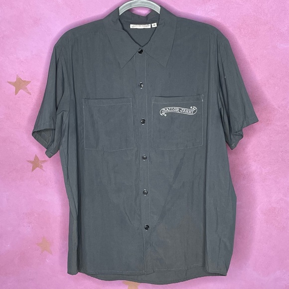 Vintage Y2K Sailor Jerry Tattoo Garage Work Shirt  Medium - Picture 1 of 5